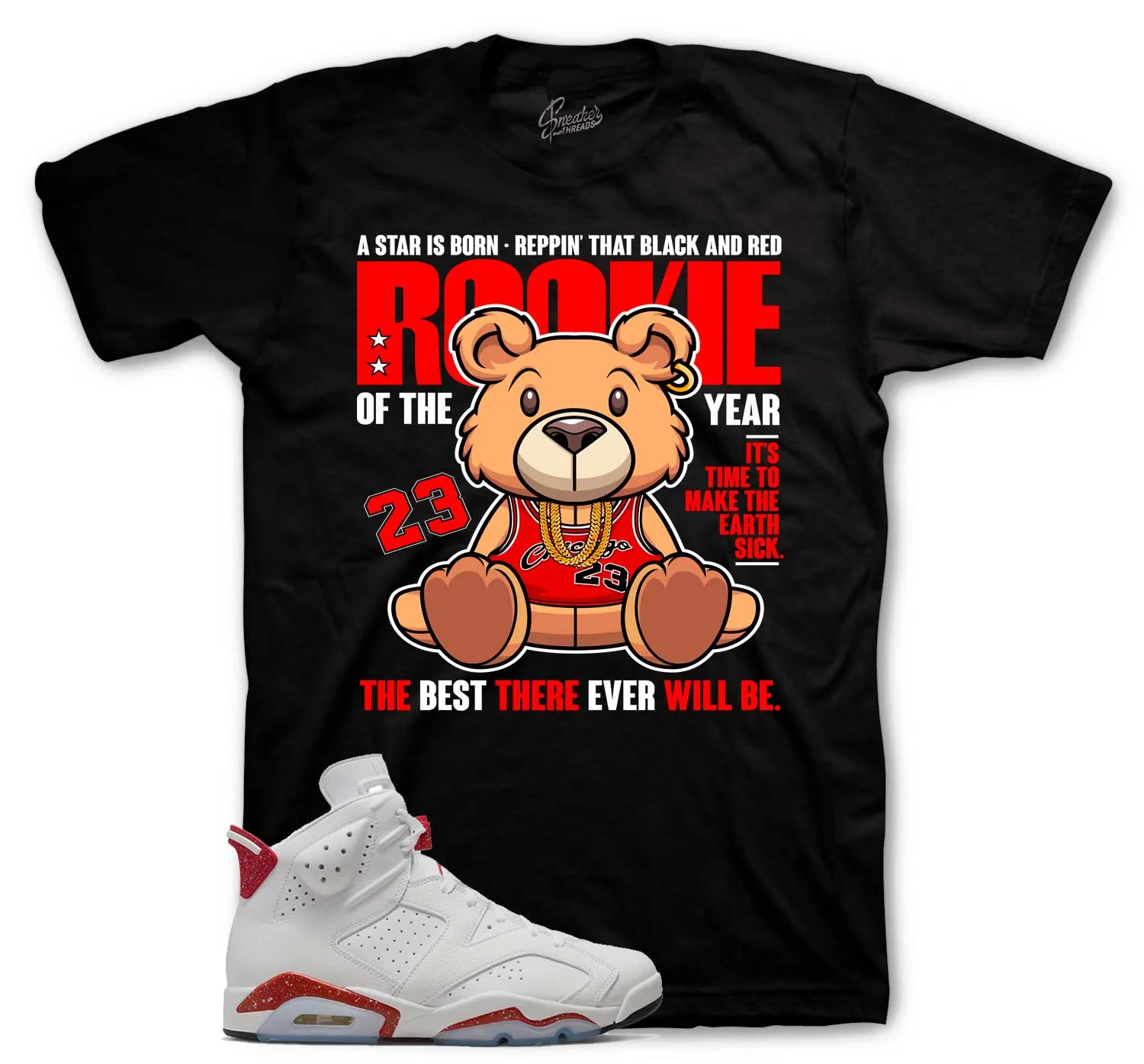 Retro 6 Red Cement Rookie Bear Shirt