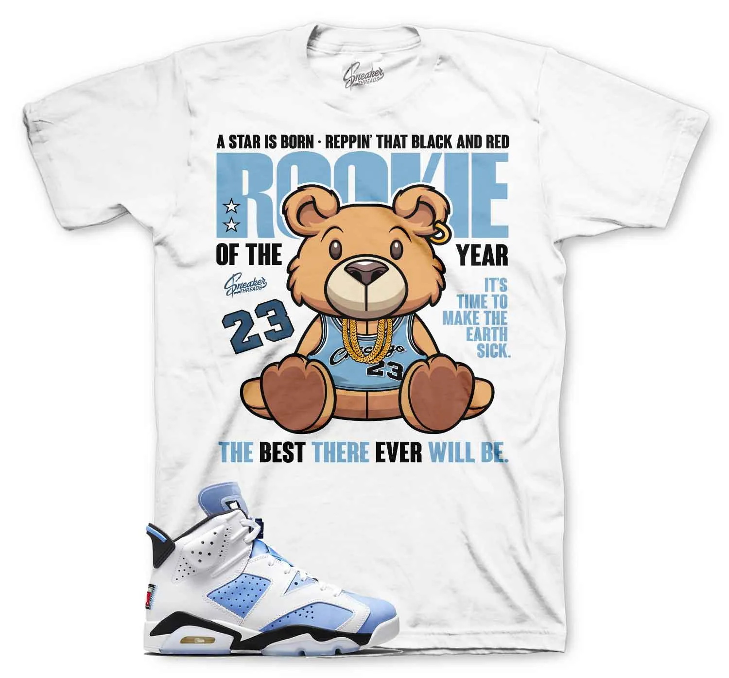 Retro 6 University Blue Rookie Bear Shirt