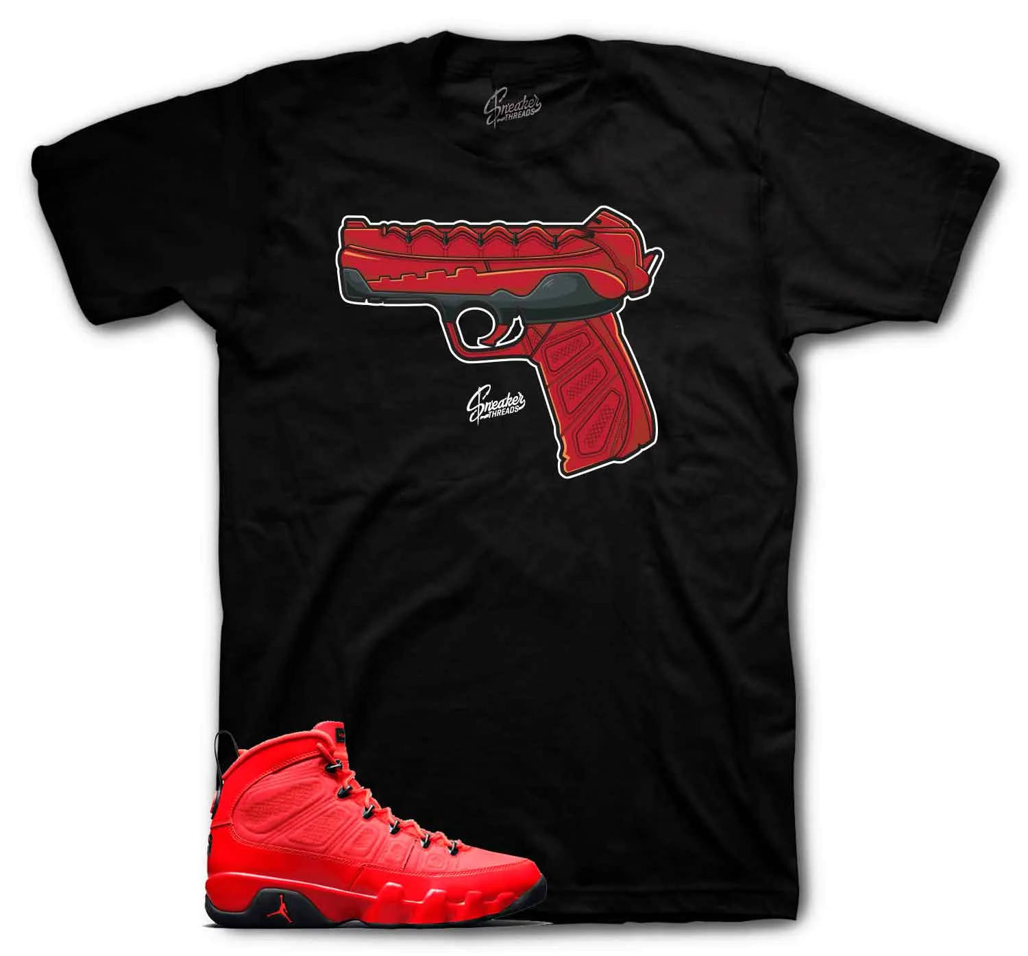 Retro 9 Chile Red Shirt - Nines - Black