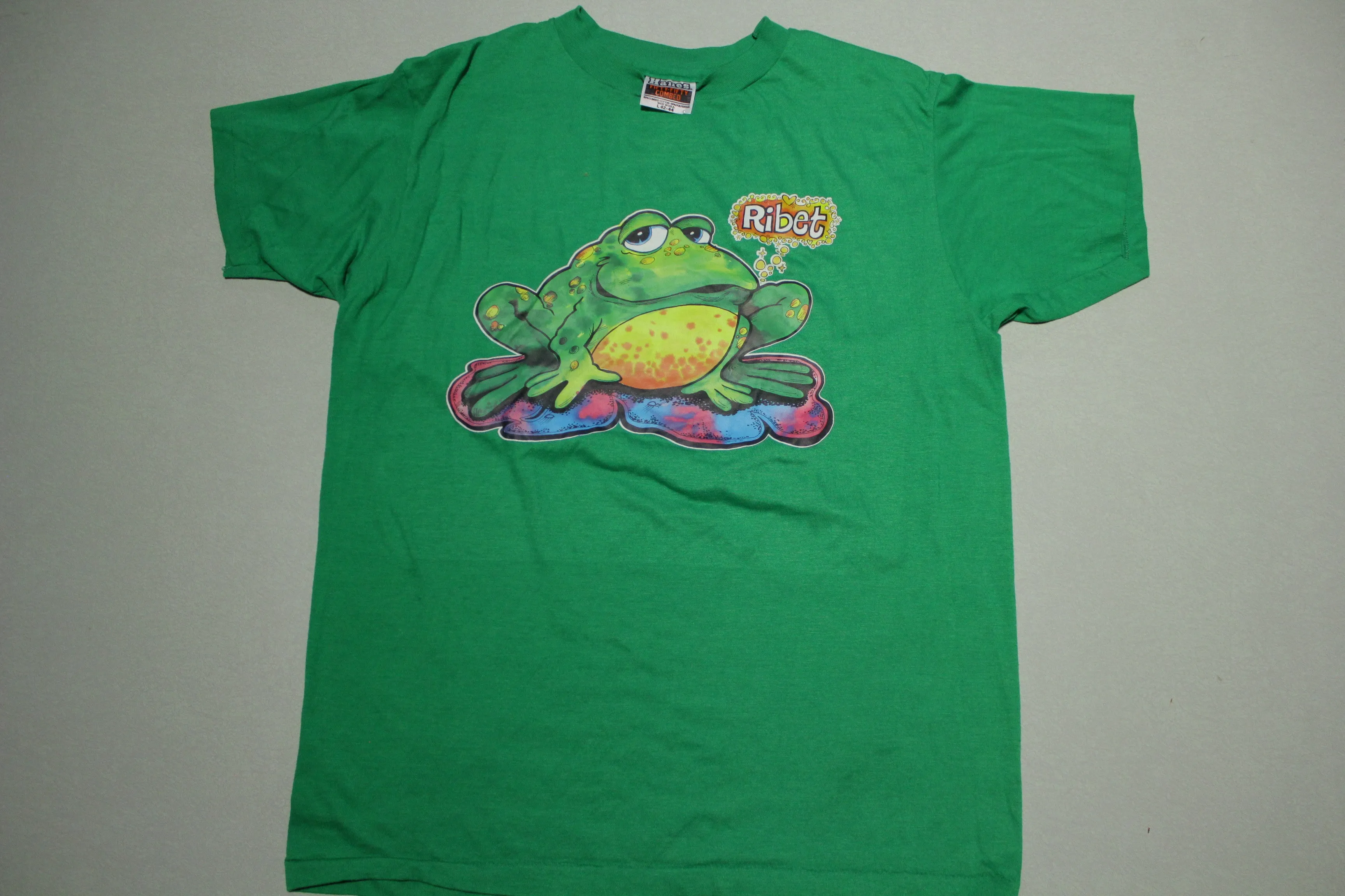 Ribet Pyschedelic Frog Vintage 80's Hanes Fifty Fifty Combed Heat Transfer T-Shirt