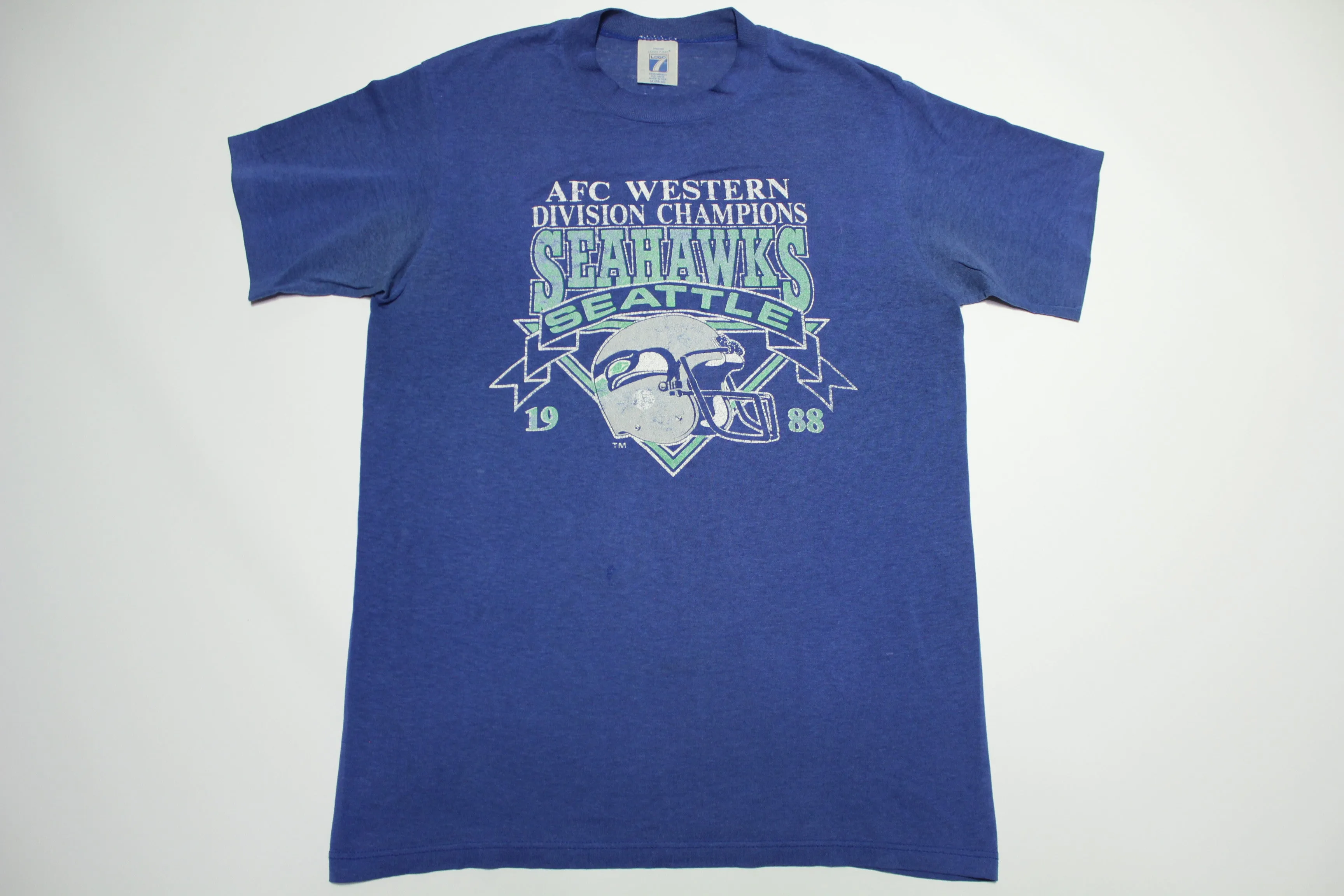 Seattle Seahawks Vintage AFC WEST 1988 Logo 7 Single Stitch Division Champions T-Shirt