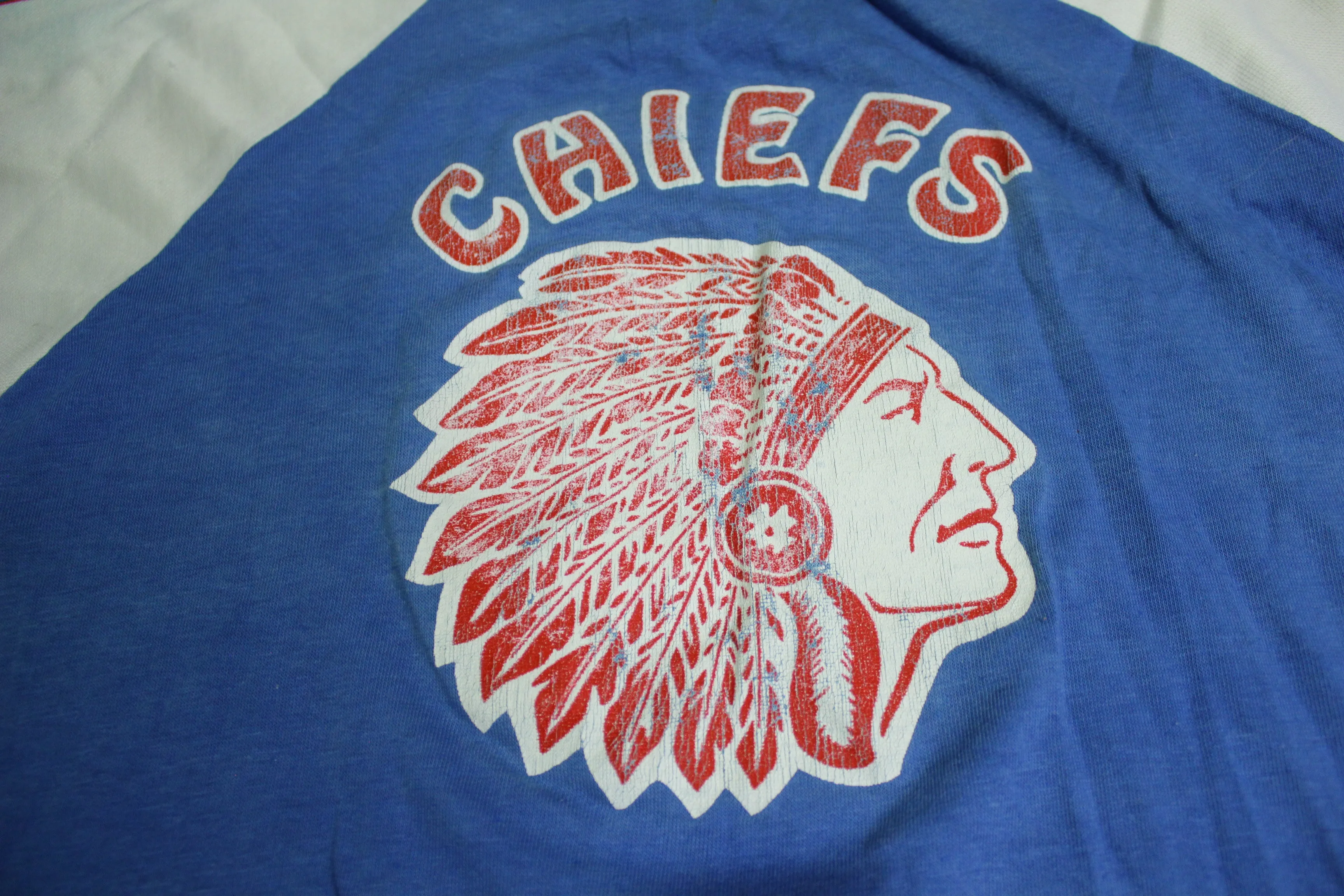 Southwest Indian School Peoria Arizona Chief Vintage 70's Velva Sheen Stars Stripes T-Shirt