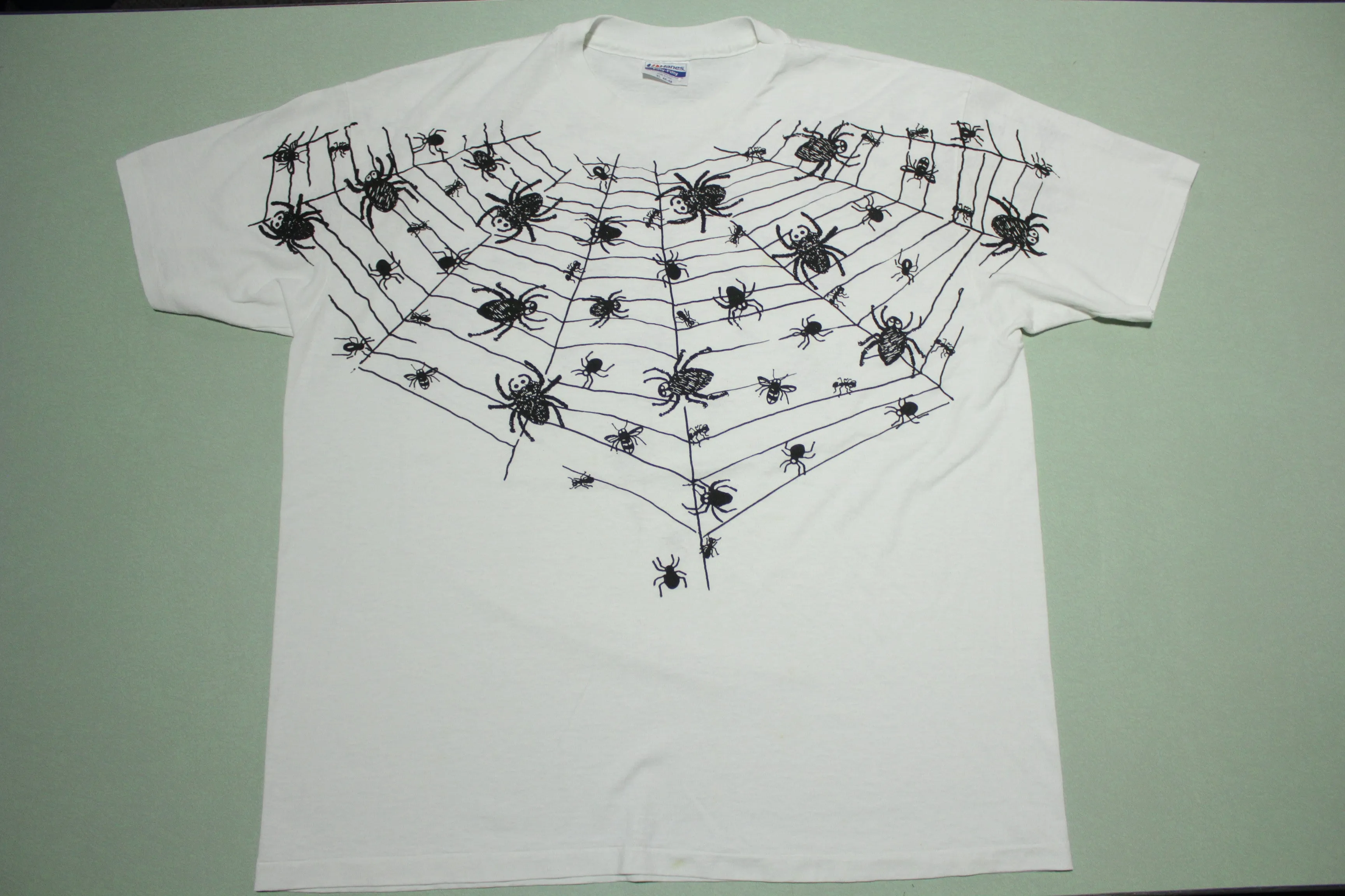 Spider Web Creepy Crawly AOP All Over Print Vintage 80's Hanes Made in USA T-Shirt