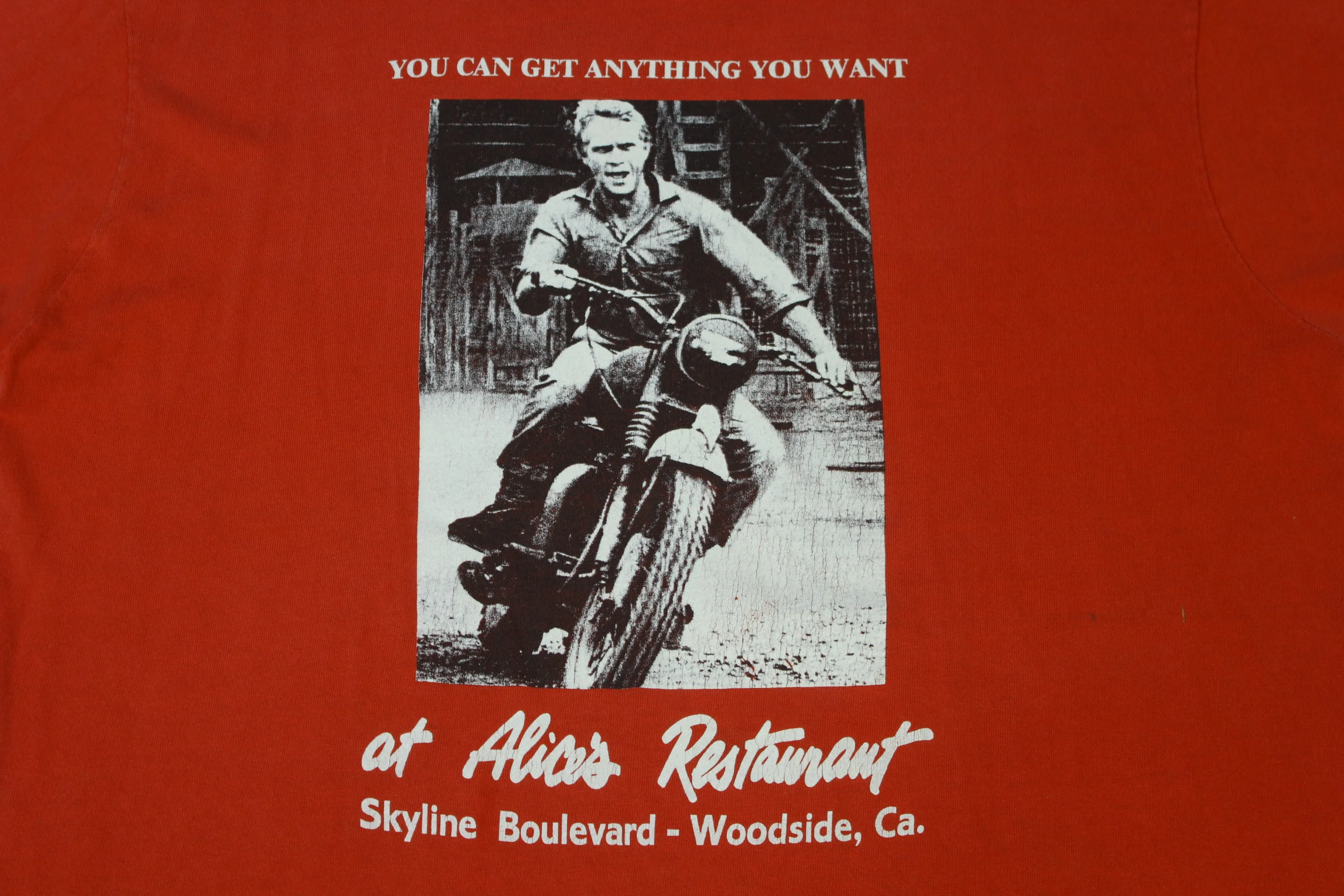 Steve McQueen Harley Vintage 80's Arlo Guthrie Alice's Restaurant Rebel T-Shirt