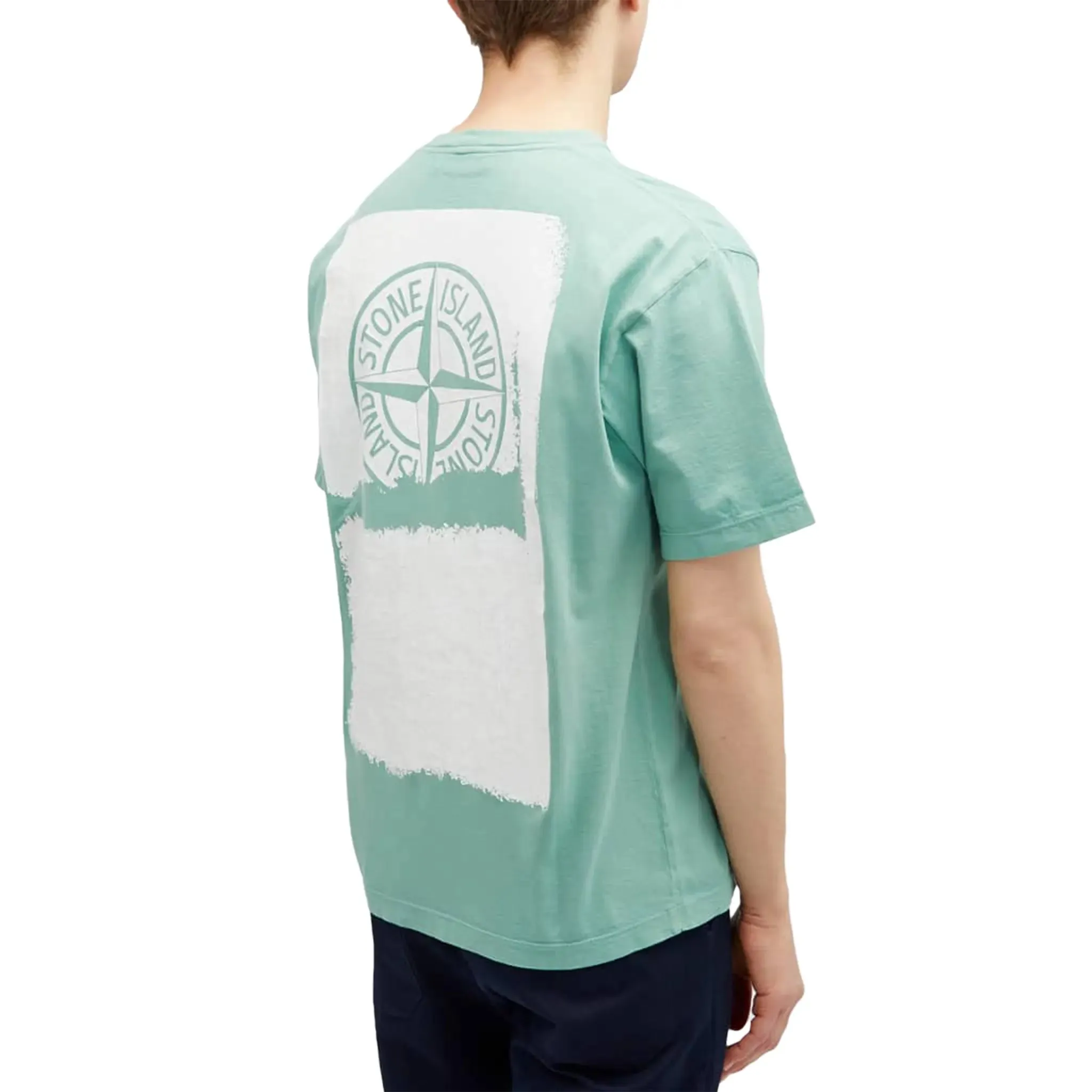 Stone Island Paint 1 Short Sleeved Green T Shirt