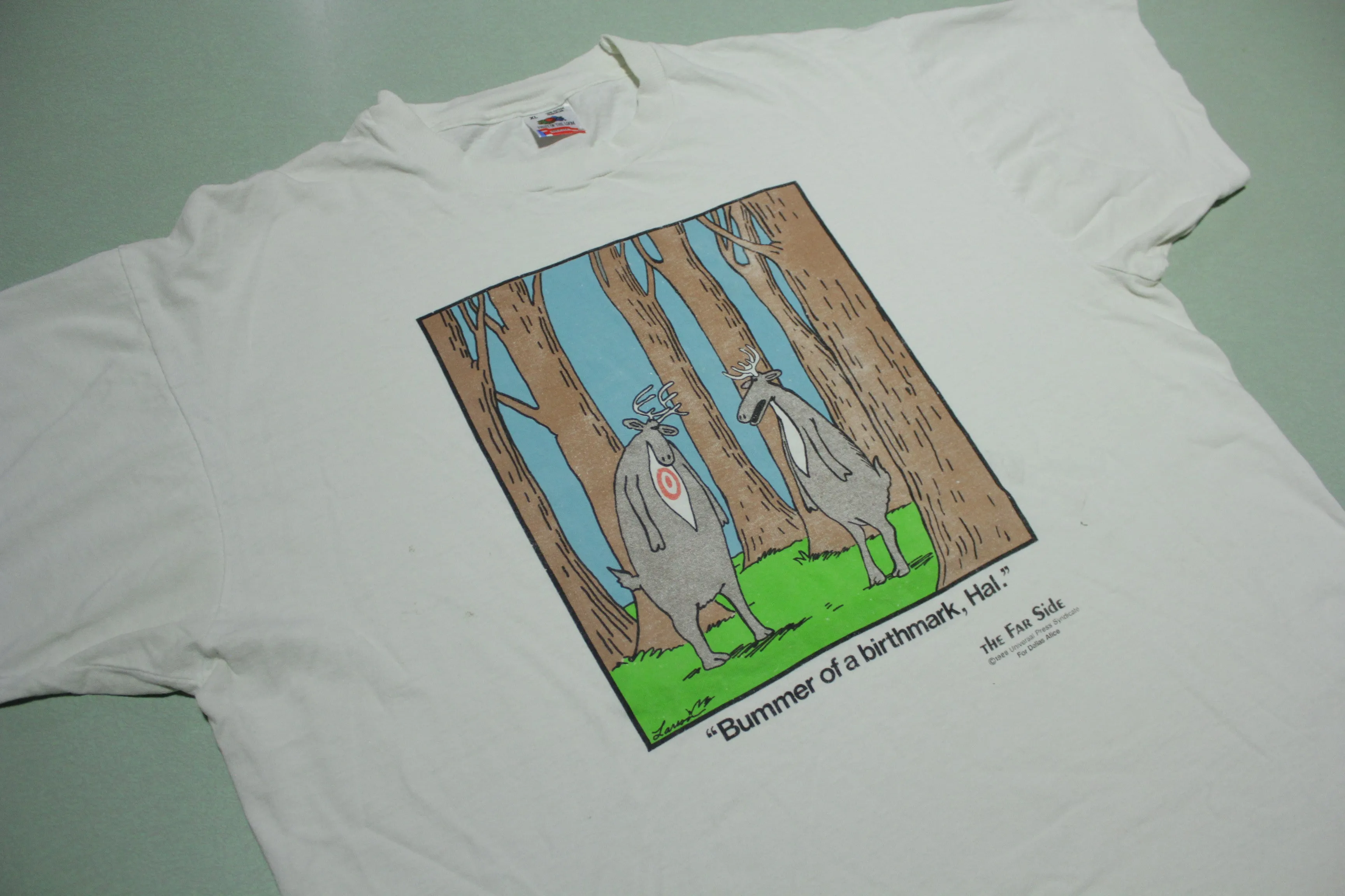 The Far Side 1986 Deer Bummer of a Birthmark Hal Vintage 80s Comic T-Shirt