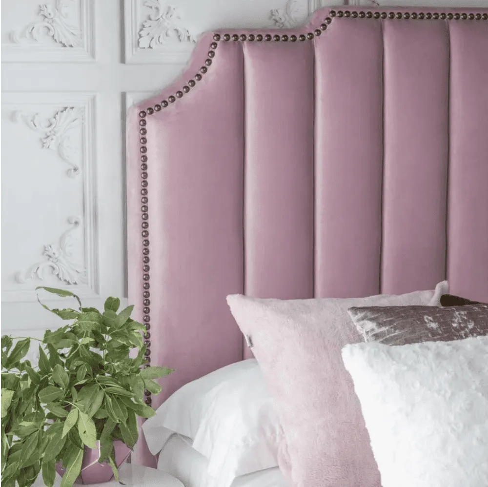 Urban Upholstered Bed with Storage in Pink Suede