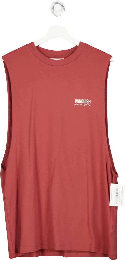 Vanquish Red Oversized Sleeveless T Shirt UK L