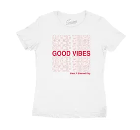 Womens Gym Red 9 Shirt - Good Day - White