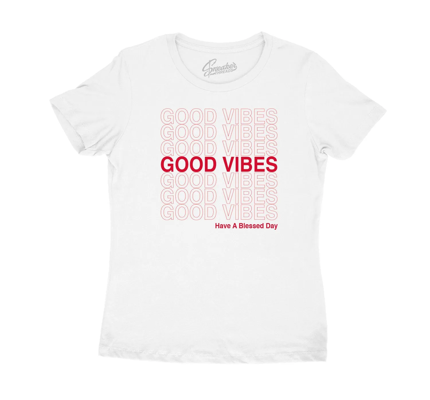 Womens Gym Red 9 Shirt - Good Day - White