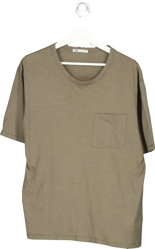 ZARA Green Basic T Shirt UK L